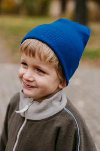 Komplet Dziecięcy Czapka i Komin MySafeHug Dwuwarstwowy Bawełna Prążek 2-6 lat Niebieski