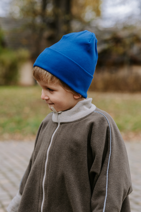 Komplet Dziecięcy Czapka i Komin MySafeHug Dwuwarstwowy Bawełna Prążek 2-6 lat Niebieski