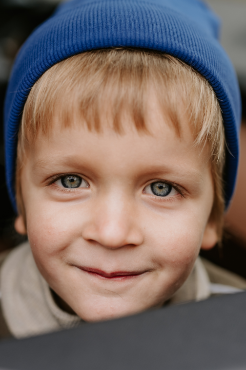 Komplet Dziecięcy Czapka i Komin MySafeHug Dwuwarstwowy Bawełna Prążek 2-6 lat Niebieski